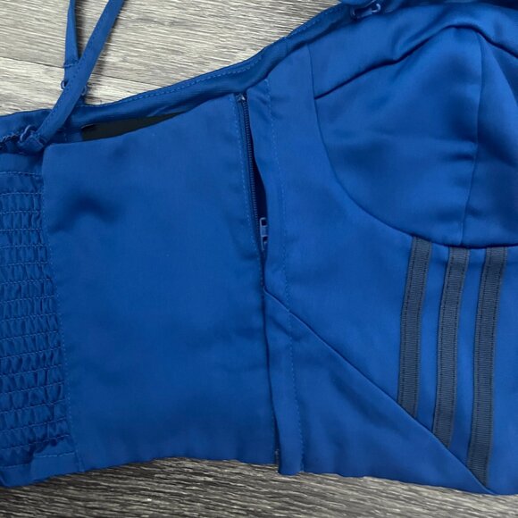 Adidas Blue Bralette crop top/ Corset Style, Size Medium - Picture 5 of 6